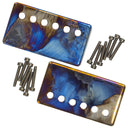 A Mojotone nebula 49.2mm humbucker pickup cover and polepiece set isolated on a white background.