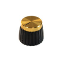 One Mojotone British style set screw guitar knob in gold cast from original guitar knobs from the 1960's.