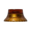 The side view of a Mojotone top hat guitar knob in amber with numbers 1-10 in increments along the bottom of the knob.